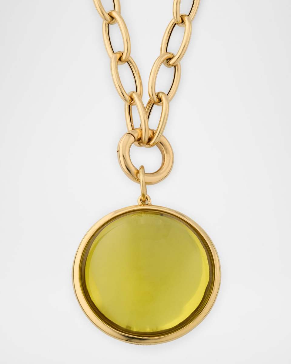 Mischief 18K Yellow Gold Lemon Quartz Disc Pendant Necklace